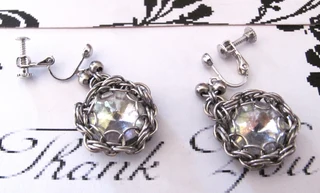 Chainmaille with Crystal Rivoli Clip On Earrings