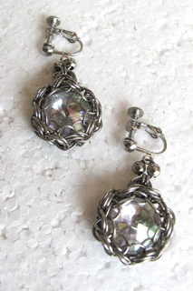 Chainmaille with Crystal Rivoli Clip On Earrings