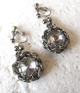 Chainmaille with Crystal Rivoli Clip On Earrings