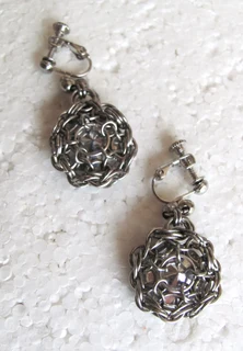 Chainmaille with Crystal Rivoli Clip On Earrings