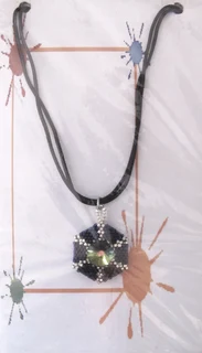 Beaded Caged Crystal Rivoli Pendant Necklace