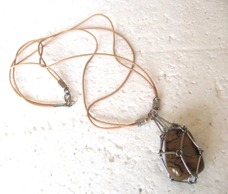 Caged Jasper Gemstone Pendant - Men or Women&#39;s Necklace