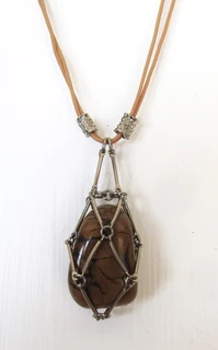 Caged Jasper Gemstone Pendant - Men or Women&#39;s Necklace