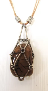 Caged Jasper Gemstone Pendant - Men or Women's Necklace