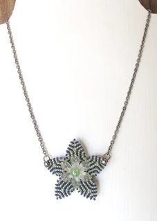 Beaded Flower Pendant Necklace