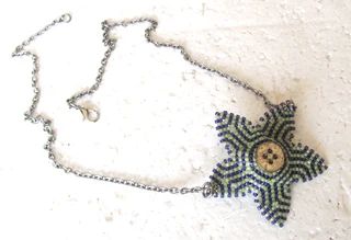 Beaded Flower Pendant Necklace