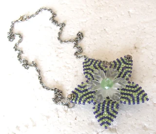 Beaded Flower Pendant Necklace