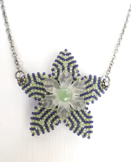 Beaded Flower Pendant Necklace