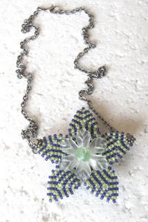 Beaded Flower Pendant Necklace