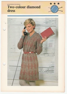 Woman's Two Coloured Diamond Dress - Knitting Pattern - Crafts