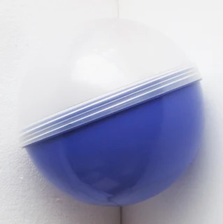 Vintage - Blue Round Plastic Weighed Non Tip / No Spill Bowl with Lid