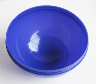 Vintage - Blue Round Plastic Weighed Non Tip / No Spill Bowl with Lid