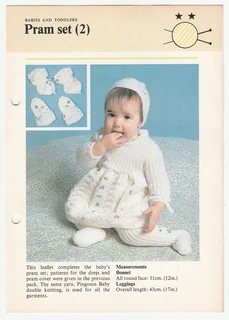 PRAM SET (2) - Bonnet, Mitts, Bootees and Leggings - Knitting Pattern - Crafts