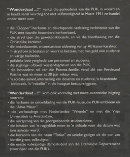 WONDERDAAD ....! Die PUK tot 1951: Wording, Vestiging en Selfstandigheid - PF van der Schyff