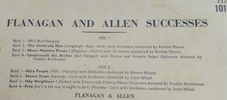 Flanagan and Allen Success - 33 1/3 Long Playing Record / Gramophone