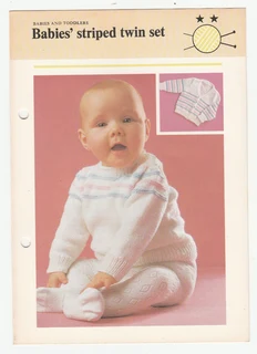 Babies Striped Twin Set - Knitting Pattern - Crafts