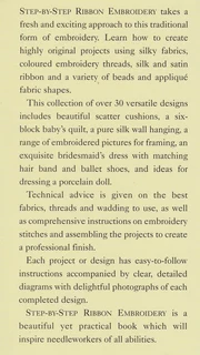 STEP-BY-STEP Ribbon Embroidery - Di van Niekerk - Sewing Pattern Book - Crafts