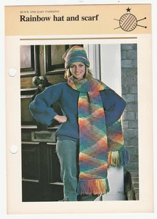 Rainbow Hat and Scarf - Knitting Pattern - Crafts