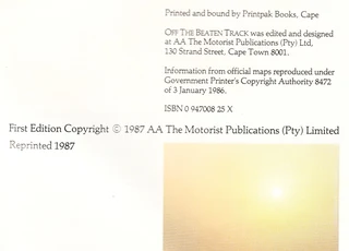 AA RSA - Off The Beaten Track - Selected Drives in Southern Africa