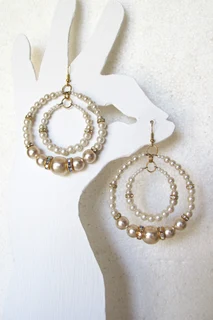 Crystal and Pearl Dangle Hoop Earrings