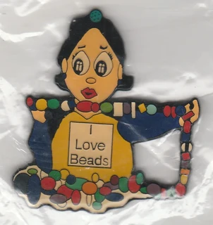 Vintage Metal Fridge Magnet - I Love Beads