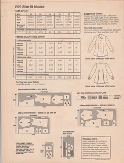 Slim Fit Blouse - ESSENTIALS Sewing Pattern - Fits Sizes 10 to 18 - Crafts