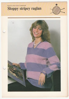 Woman's Sloppy Stripey Raglan - Knitting Pattern - Crafts
