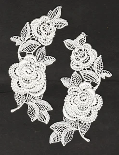 Vintage Set of Off White Embroidered Lace Motifs - Sewing Accessories - Crafts