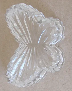 Vintage - 1950&#39;s Moth Shaped Cut Glass Trinket Box with Lid