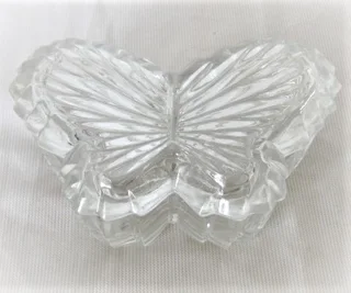 Vintage - 1950&#39;s Moth Shaped Cut Glass Trinket Box with Lid
