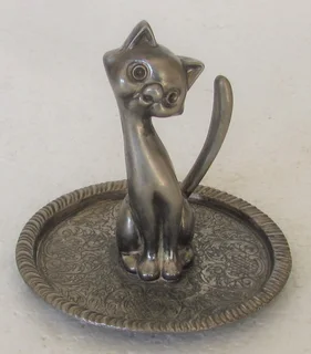 1970's Ep Zinc Alloy Silver - Cat Tail Ring Holder