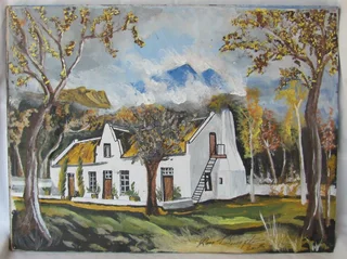 Cape Dutch House - Acrylic Painting - Signed - 2016