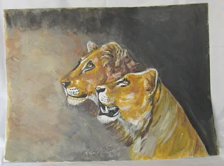 Lion and Lioness Heads - Acrylic Painting - 2016