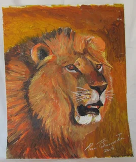 Lions Head - Acrylic Painting - 2016