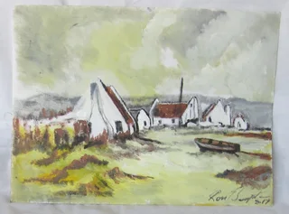 Cape Fishing Cottages Scene - Acrylic Painting - 2017