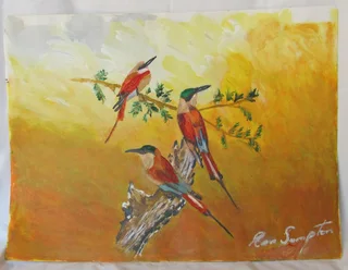 Bird Scene (Orange) - Acrylic Painting