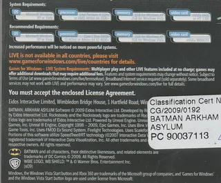 PC DVD - BATMAN - ARKHAM ASYLUM - Computer Gaming