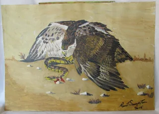 Eagle Attacks Snake - Acrylic Painting  - 2015