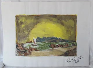 Table Mountain with Ships - Acrylic Painting - 2016