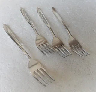 Vintage - 1970's 4 x Stainless Steel - Silver Plated Forks