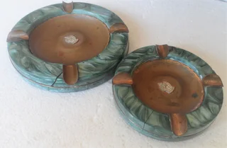 Vintage - 1960's Damaged Ashtrays - Copper Inner with Bulawayo Badge.