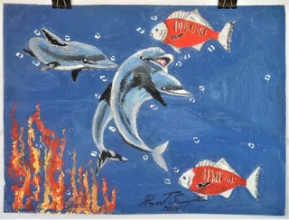 Dolphins and Fish - Acrylic Painting - 2016