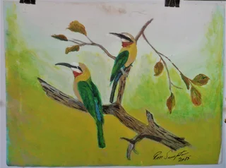 Green Birds - Acrylic Painting - 2015