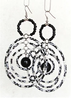 Black and White Varigated Hoop Earrings