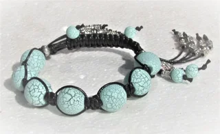 Blue , Silver and Black Macrame Bracelet