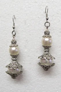Pearl Bead and Crystal Rondelle Earrings