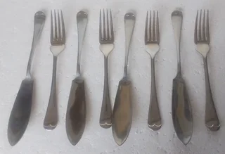 Vintage - 4 X Fish Knives And Forks By Sipelia-rustless Nickle Silver - Sheffield England