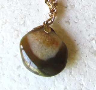 Vintage 1950&#39;s Agate Gemstone Pendant and Chain