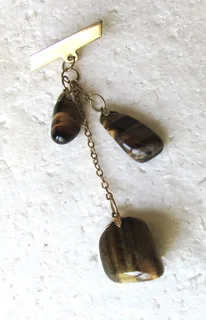 Vintage 1950's Tigers Eye Gemstone Brooch