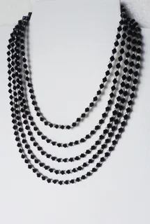 5 Strand Black Bicone and Bead Necklace